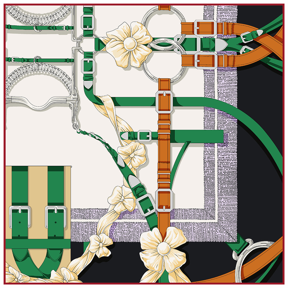 Scarf Silk Square - 90cm Nowy projekt Pasek Twill Jedwabny