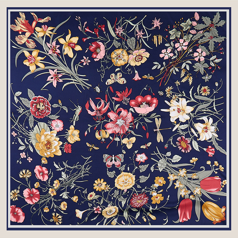 Scarf Silk Square - POBING Twill jedwabny szalik kobiety kwiaty