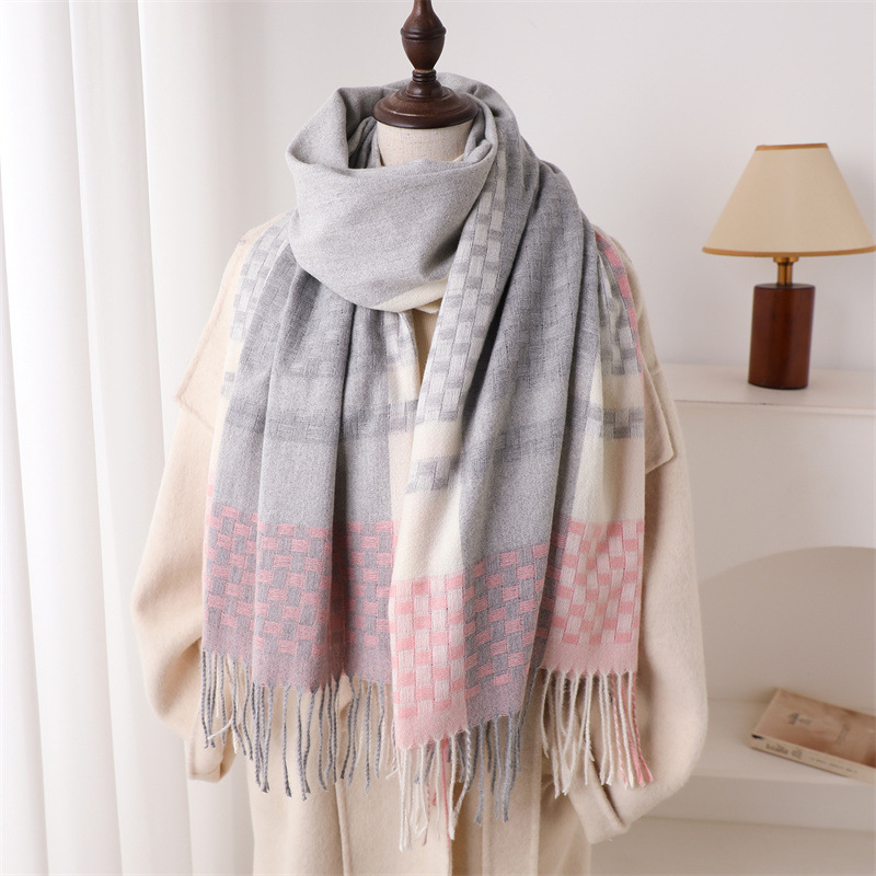 Woven Scarf Blanket - Luksusowy kaszmirowy damski szal w kratę,