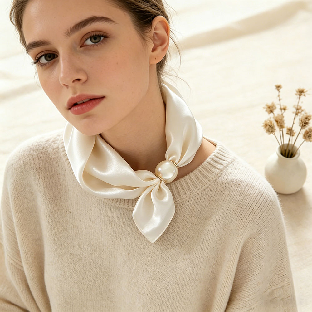 Ascot Neck Scarf - Szalik Łańcuszek Jedwabny Leniwy Magnetyczny Wisiorek