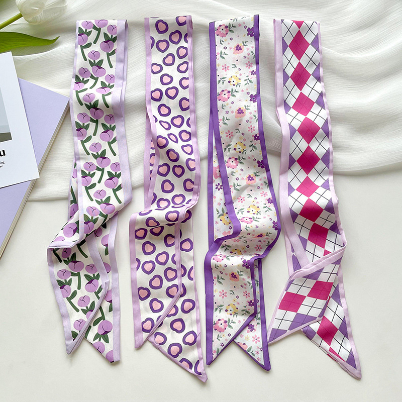 Ascot Neck Scarf - Nowa Luksusowa Wąska Krótka Damska Jedwabna