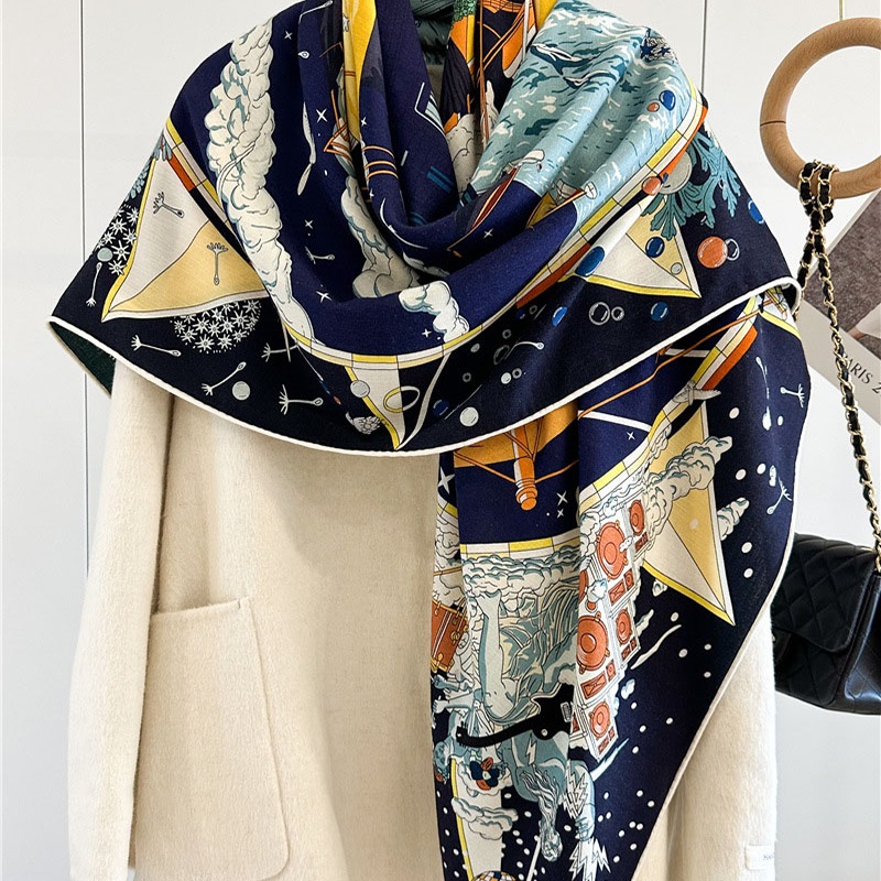 Woven Scarf Blanket - Damski luksusowy wełniany koc szalik szal