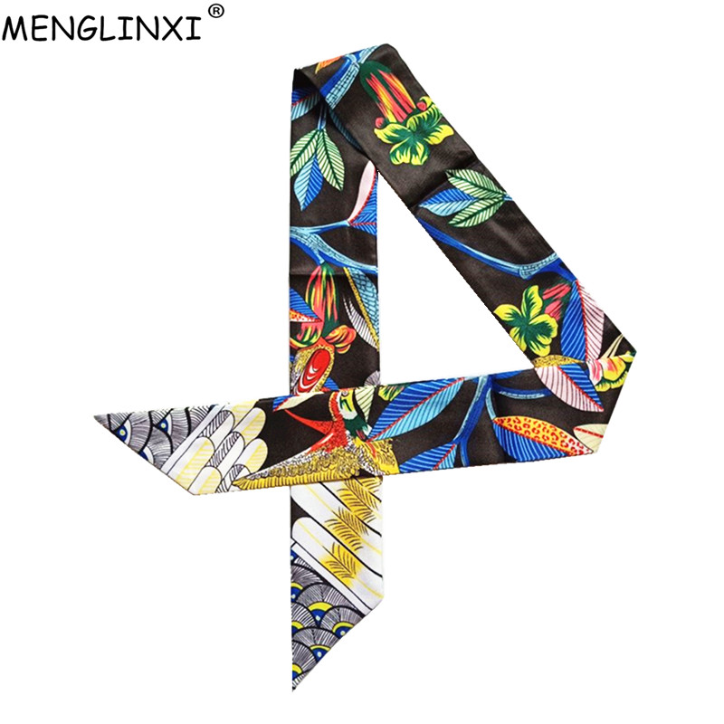 Ascot Neck Scarf - Luksusowa marka Hummingbird drukuj Skinny Silk