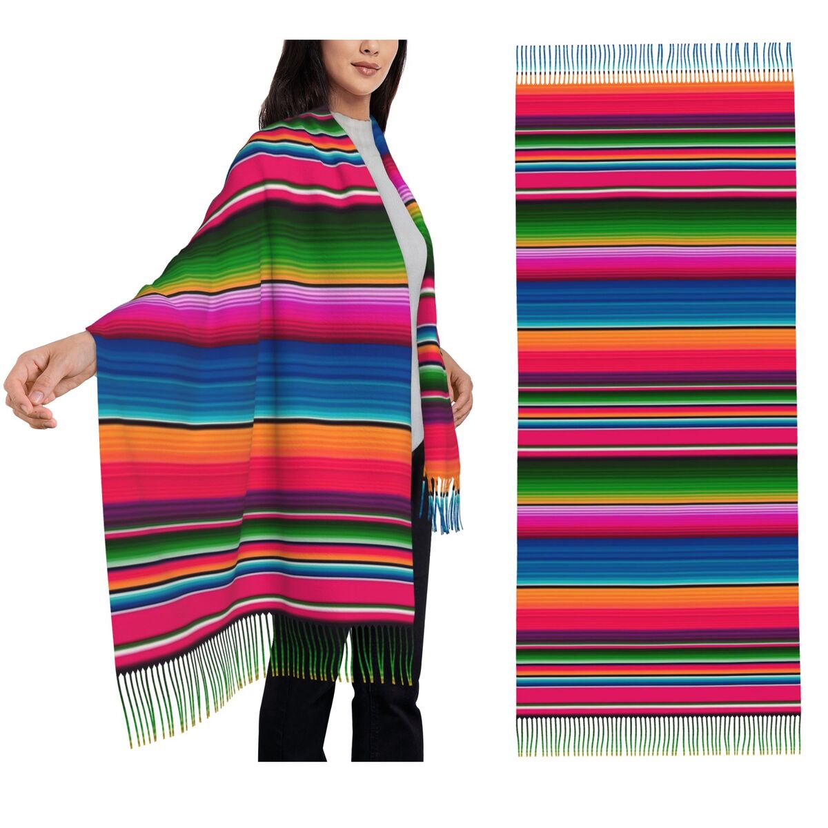 Meksykańska narzuta w paski Fi – Woven Scarf Blanket recenzja i cena