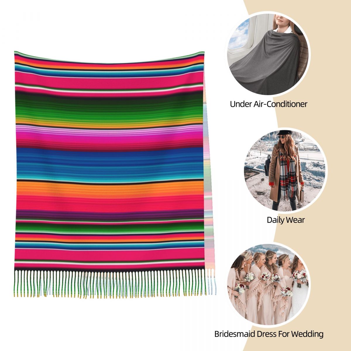 Meksykańska narzuta w paski Fi – Woven Scarf Blanket recenzja i cena